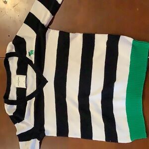Abercrombie Kids ,size M ,white and navy blue stripes with green cuffs